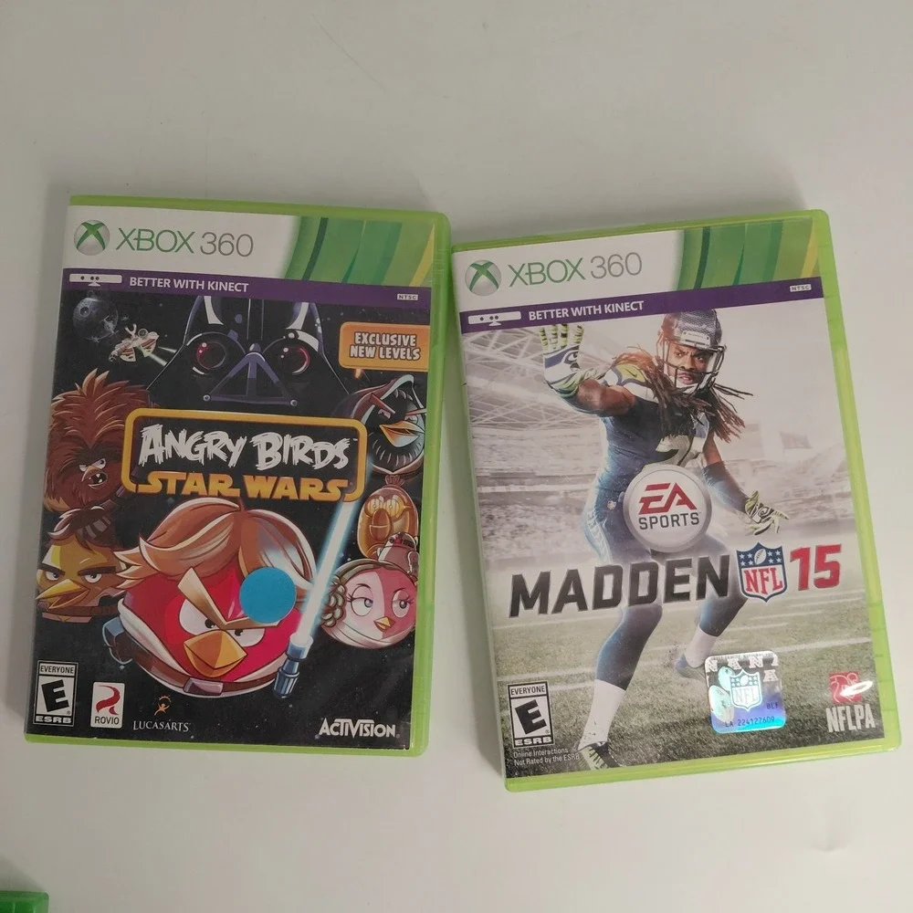 2 Xbox 360 Game Lot Angry Birds Star Wars & Madden 15 Tested Working